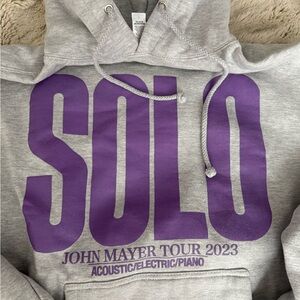 Gray Hoodie with Purple 'SOLO' Print